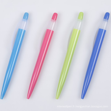 Stylo-bille en plastique transparent coloré de baril pour la promotion Tc-6007